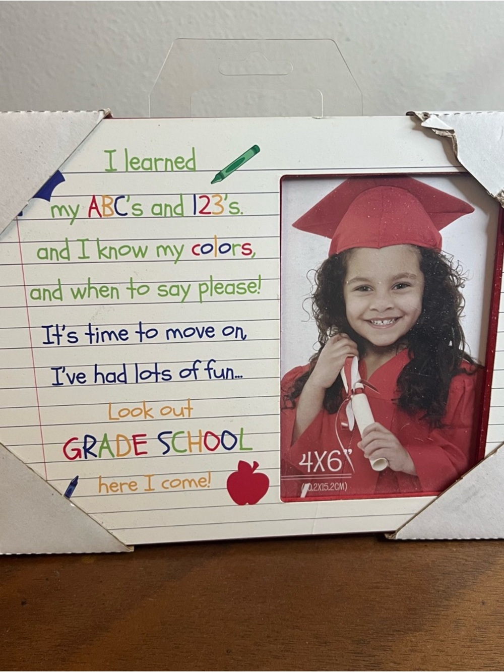 Kids Preschool or Kindergarden Graduation 4x6 Photo Frame Colorful Children Gift